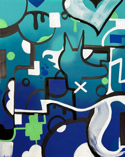 Spray Paint and Paint Marker on Canvas, 2024